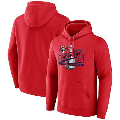 Men's Fanatics  Red Florida Panthers 2024 Stanley Cup Champions Primetime Fleece Pullover Hoodie