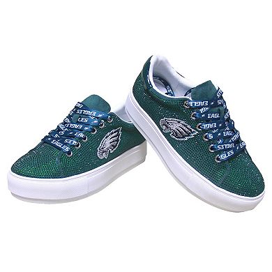 Women's Cuce Green Philadelphia Eagles Team Color Crystal Sneakers