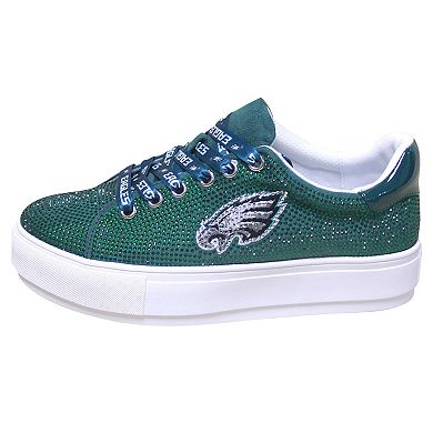 Women's Cuce Green Philadelphia Eagles Team Color Crystal Sneakers