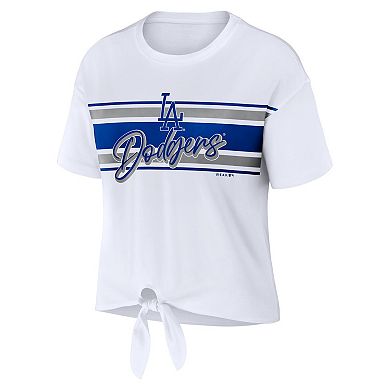 Women's WEAR by Erin Andrews White Los Angeles Dodgers Tie-Front T-Shirt