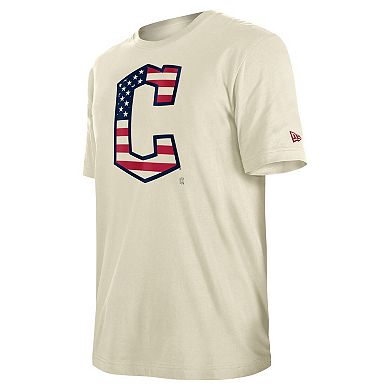 Men's New Era Cream Cleveland Guardians 4th of July Flag Fill T-Shirt