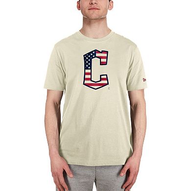 Men's New Era Cream Cleveland Guardians 4th of July Flag Fill T-Shirt