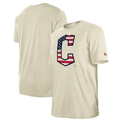 Men's New Era Cream Cleveland Guardians 4th of July Flag Fill T-Shirt