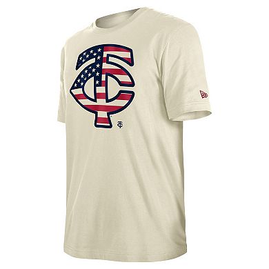 Men's New Era Cream Minnesota Twins 4th of July Flag Fill T-Shirt