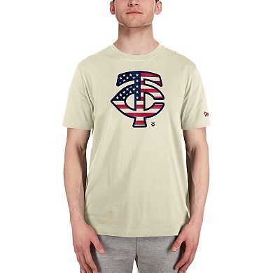 Men's New Era Cream Minnesota Twins 4th of July Flag Fill T-Shirt