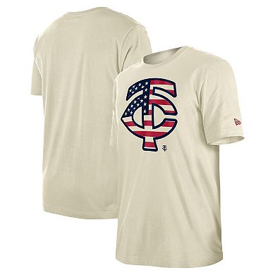 Men's New Era Cream Minnesota Twins 4th of July Flag Fill T-Shirt