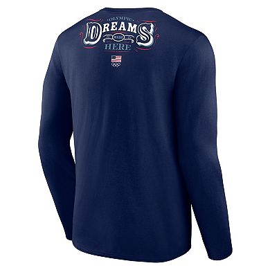 Men's Fanatics Navy Team USA Dreams Are Made Here Long Sleeve T-Shirt