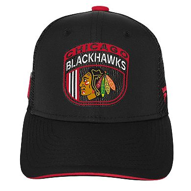 Youth Fanatics Red Chicago Blackhawks 2024 NHL Draft On Stage Trucker Adjustable Hat