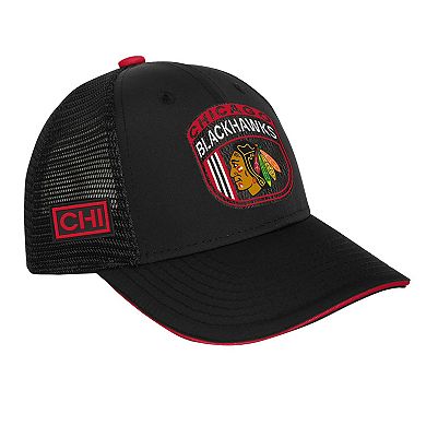 Youth Fanatics Red Chicago Blackhawks 2024 NHL Draft On Stage Trucker Adjustable Hat