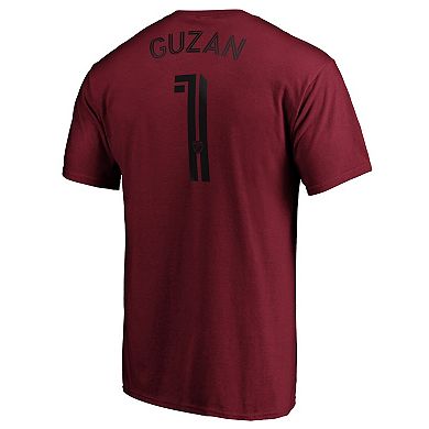 Men's Fanatics Brad Guzan Red Atlanta United FC Authentic Stack Player Name & Number T-Shirt