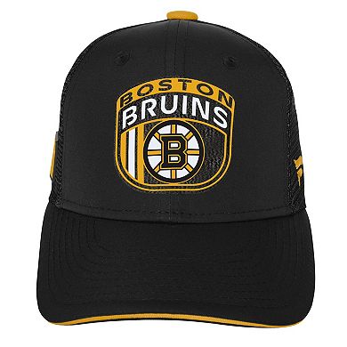 Youth Fanatics Black Boston Bruins 2024 NHL Draft On Stage Trucker Adjustable Hat