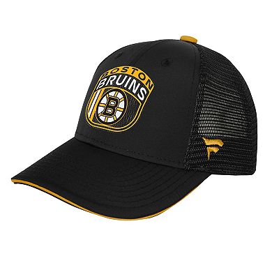 Youth Fanatics Black Boston Bruins 2024 NHL Draft On Stage Trucker Adjustable Hat