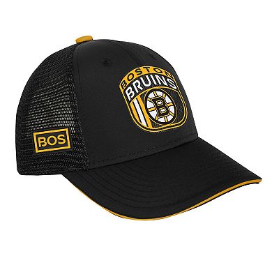 Youth Fanatics Black Boston Bruins 2024 NHL Draft On Stage Trucker Adjustable Hat