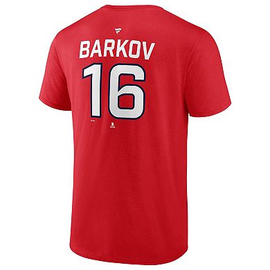 Men's Fanatics Aleksander Barkov Red Florida Panthers 2024 Stanley Cup Champions Power Name & Number T-Shirt