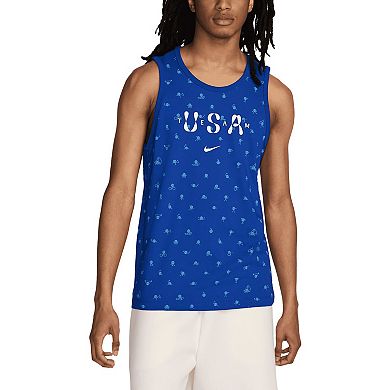 Men's Nike Blue Team USA Allover Print Club Tank Top