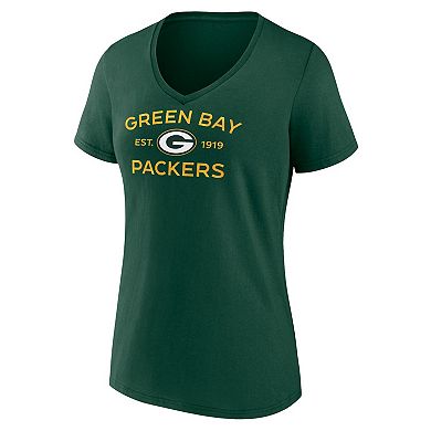 Women's Fanatics Green Green Bay Packers Break It Down V-Neck T-Shirt