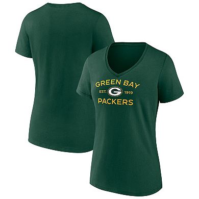 Women's Fanatics Green Green Bay Packers Break It Down V-Neck T-Shirt