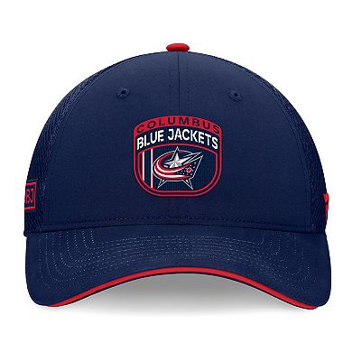 Men's Fanatics Navy Columbus Blue Jackets 2024 NHL Draft On Stage Trucker Adjustable Hat