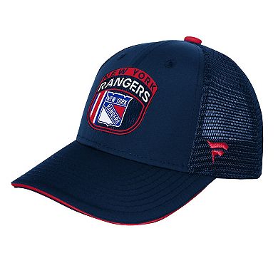 Youth Fanatics Navy New York Rangers 2024 NHL Draft On Stage Trucker Adjustable Hat