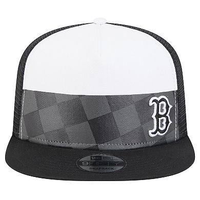 Men's New Era Black Boston Red Sox Checkmate Trucker 9FIFTY Snapback Hat