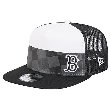 Men's New Era Black Boston Red Sox Checkmate Trucker 9FIFTY Snapback Hat