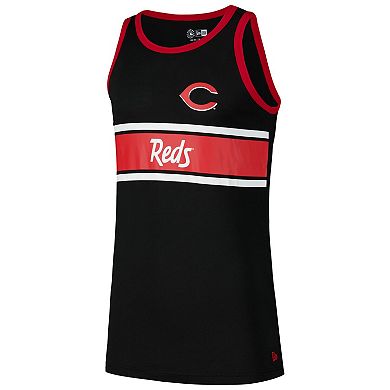 Men's New Era Black Cincinnati Reds Jersey Ringer Tank Top