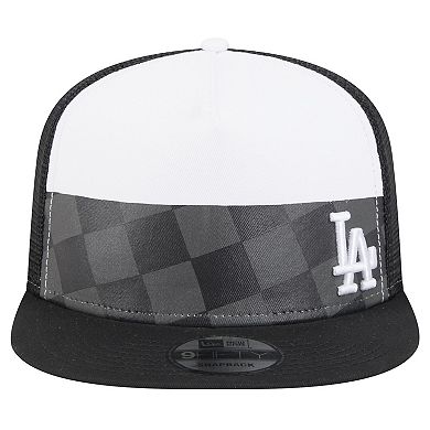 Men's New Era Black Los Angeles Dodgers Checkmate Trucker 9FIFTY Snapback Hat