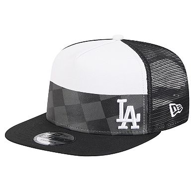 Men's New Era Black Los Angeles Dodgers Checkmate Trucker 9FIFTY Snapback Hat