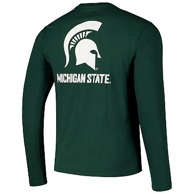 Men's Colosseum Green Michigan State Spartans Logo Lockup 3-Hit Active Blend Long Sleeve T-Shirt