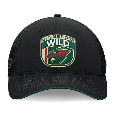 Men's Fanatics Black Minnesota Wild 2024 NHL Draft On Stage Trucker Adjustable Hat