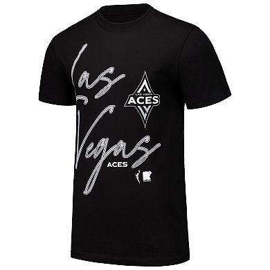 Unisex round21 Black Las Vegas Aces Script Sizzle Oversized Boxy T-Shirt