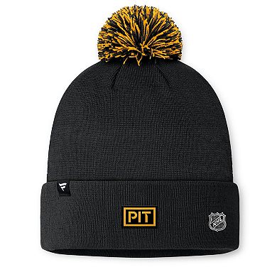 Men's Fanatics Black Pittsburgh Penguins 2024 NHL Draft Cuffed Knit Hat with Pom