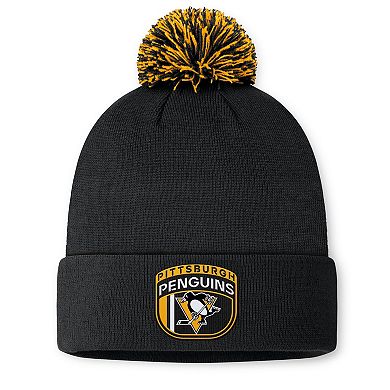 Men's Fanatics Black Pittsburgh Penguins 2024 NHL Draft Cuffed Knit Hat with Pom