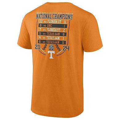 Men's Fanatics Tennessee Orange Tennessee Volunteers 2024 NCAA Men's Baseball College World Series Champions Schedule T-Shirt