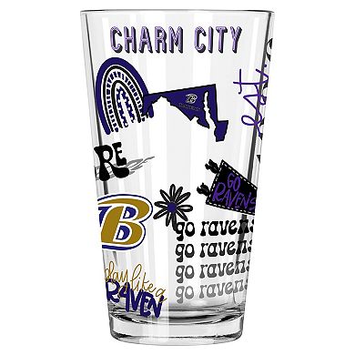 The Memory Company Baltimore Ravens 2-Pack 16oz. Pint Glass Loco Design Set