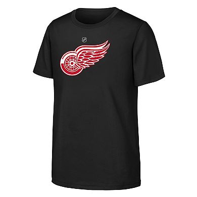 Youth Black Detroit Red Wings Primary Logo T-Shirt