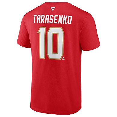 Men's Fanatics Vladimir Tarasenko Red Florida Panthers 2024 Stanley Cup Champions Authentic Stack Name & Number T-Shirt