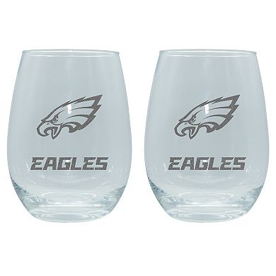 The Memory Company Philadelphia Eagles 2-Pack 15oz. Stemless Wine Glass Set