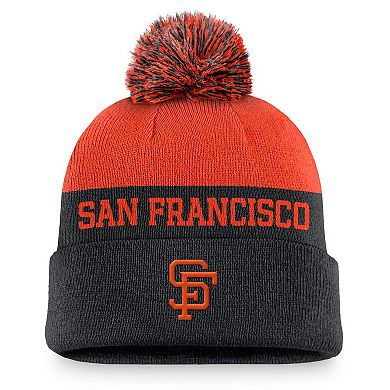 Men's Nike Black San Francisco Giants Rewind Peak Cuffed Knit Hat with Pom