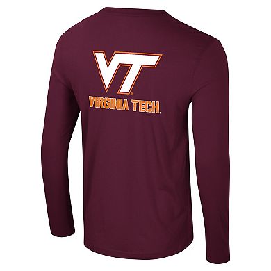 Men's Colosseum Maroon Virginia Tech Hokies Logo Lockup 3-Hit Active Blend Long Sleeve T-Shirt