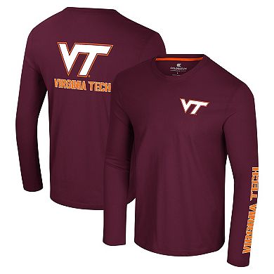 Men's Colosseum Maroon Virginia Tech Hokies Logo Lockup 3-Hit Active Blend Long Sleeve T-Shirt