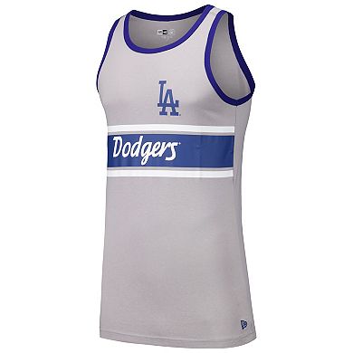 Men's New Era Gray Los Angeles Dodgers Jersey Ringer Tank Top