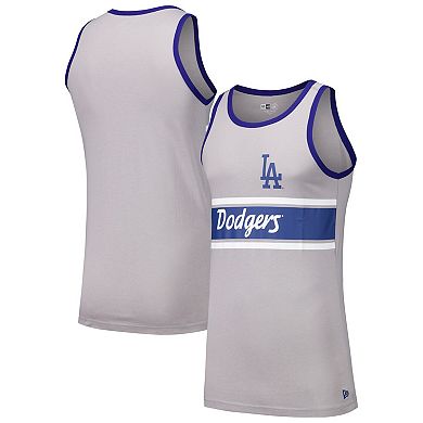 Men's New Era Gray Los Angeles Dodgers Jersey Ringer Tank Top