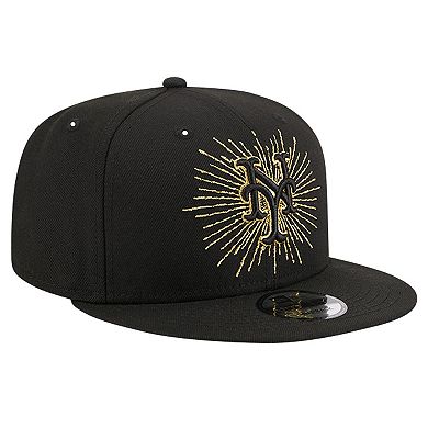 Men's New Era Black New York Mets Metallic Logo 9FIFTY Snapback Hat