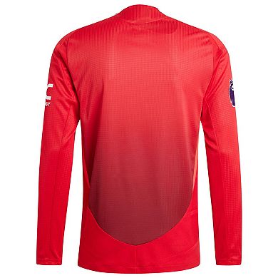 Men's adidas Red Manchester United 2024/25 Home Long Sleeve Authentic Patch Jersey