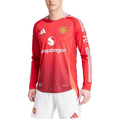 Men's adidas Red Manchester United 2024/25 Home Long Sleeve Authentic Patch Jersey