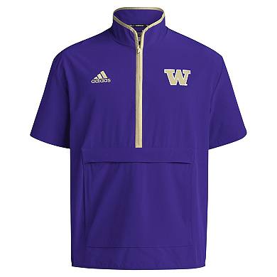 Men's adidas Purple Washington Huskies Coaches Sideline Half-Zip Short Sleeve Jacket