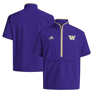 Men's adidas Purple Washington Huskies Coaches Sideline Half-Zip Short Sleeve Jacket