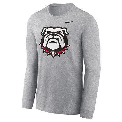 Men's Nike Heather Gray Georgia Bulldogs Alternate Logo Long Sleeve T-Shirt