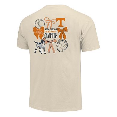 Women's Natural Tennessee Volunteers 2024 NCAA Men's Baseball College World Series Champions Comfort Colors Bow T-Shirt